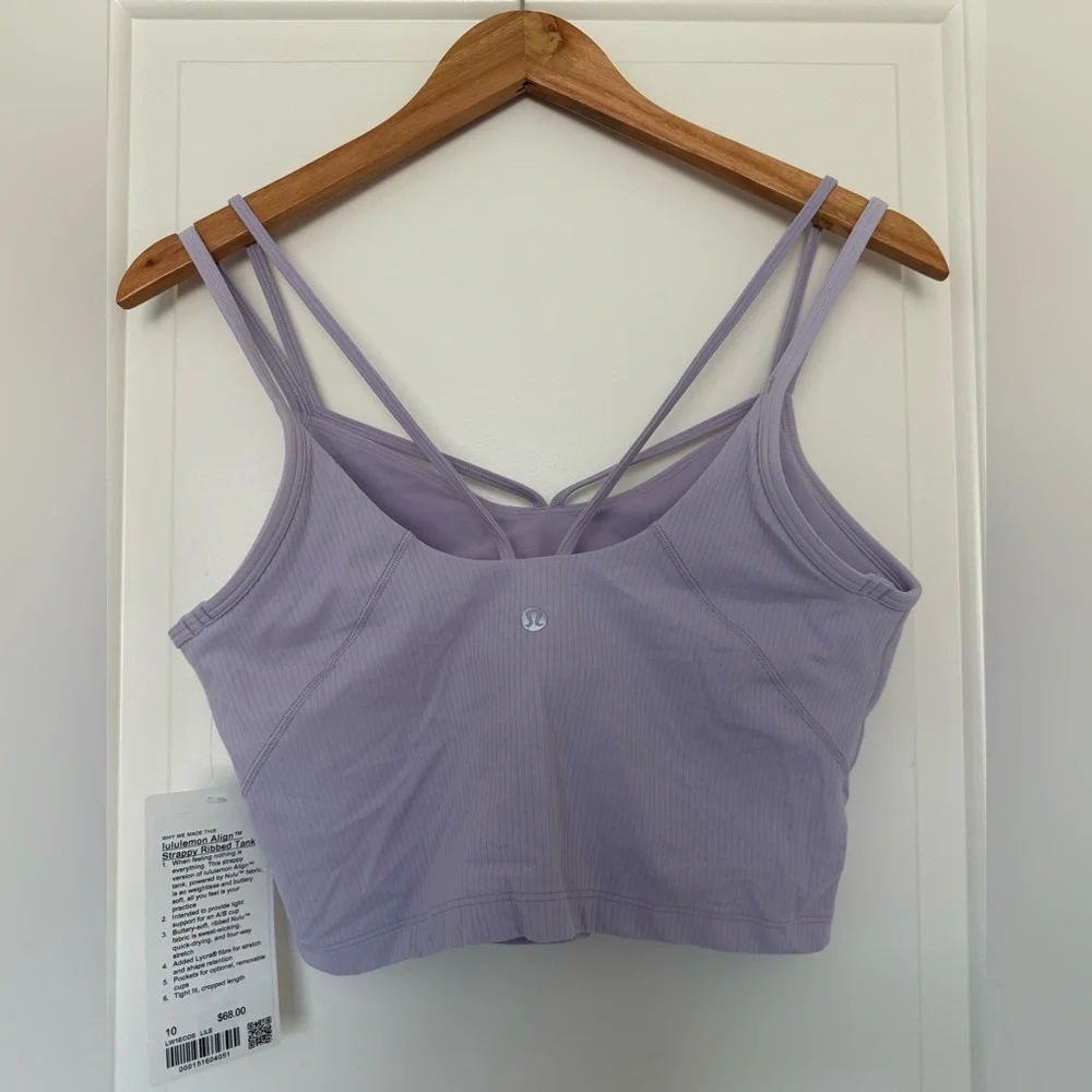 NWT Lululemon Align Strappy Ribbed Tank Top Lilac Ether Purple Crop Camisole 10
